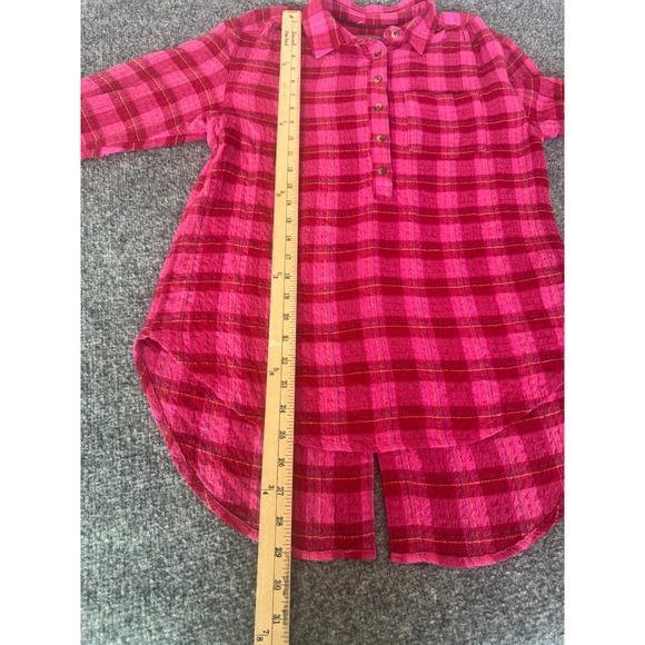 Anthropologie Isadora Women's Plaid popover Oversized Button Down Top Sz XS - Picture 7 of 14